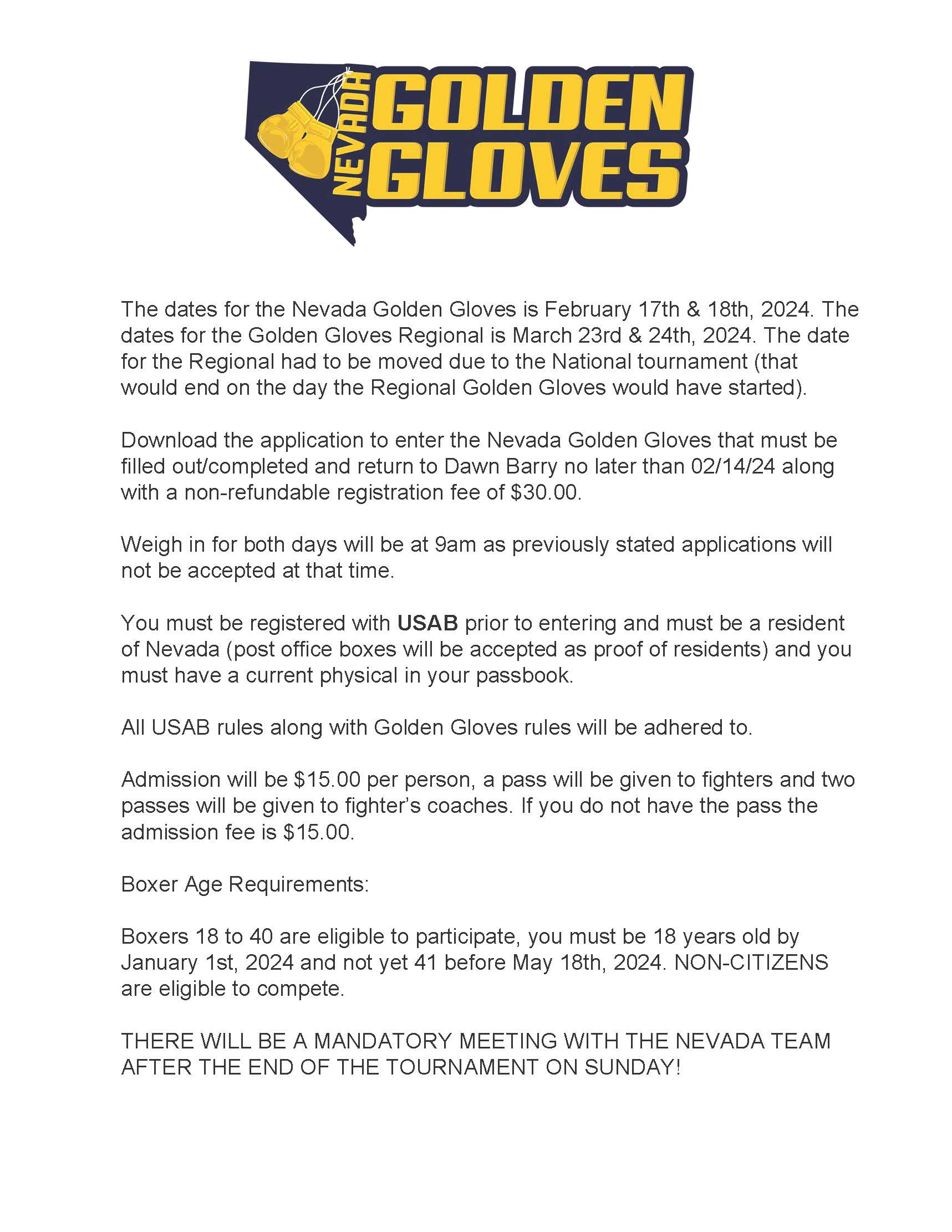 Tournaments Nevada Golden Gloves